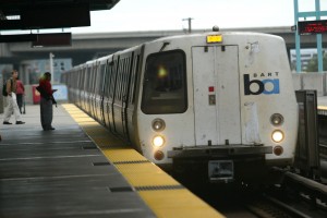 Cindy Chew 6/28/05 A BART train pulls into West Oakland station on Tuesday.